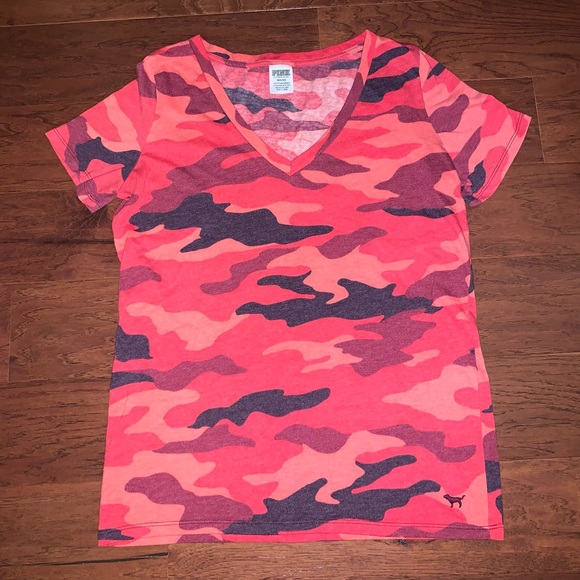 PINK Victoria's Secret Tops - PINK v-neck camo t-shirt